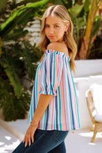 Load image into Gallery viewer, Striped Frill Trim Off-Shoulder Top
