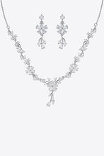 Load image into Gallery viewer, Flower Cubic Zirconia Necklace and Drop Earrings Set
