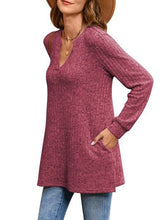 Load image into Gallery viewer, Slit Notched Pocketed Long Sleeve T-Shirt
