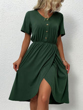 Load image into Gallery viewer, V-Neck Short Sleeve Split Dress
