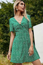 Load image into Gallery viewer, Printed Front Tie Regular Sleeve V-Neck Dress
