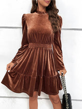 Load image into Gallery viewer, Smocked Long Sleeve Ruffle Hem Dress
