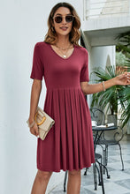 Load image into Gallery viewer, V-Neck Pleated Knee-Length Dress
