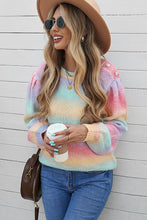 Load image into Gallery viewer, Gradient Stripes Bishop Sleeve Sweater
