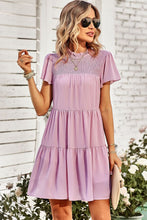 Load image into Gallery viewer, Smocked Puff Sleeve Tiered Mini Dress
