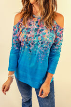 Load image into Gallery viewer, Floral Cold-Shoulder Long Sleeve Round Neck Top
