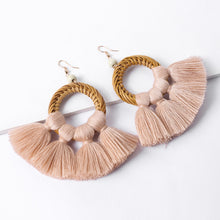 Load image into Gallery viewer, Tassel Cotton Cord Rattan Dangle Earrings
