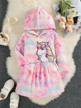 Load image into Gallery viewer, Girls Tie-Dye Unicorn Hoodie and Skirt Set
