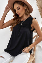 Load image into Gallery viewer, Keyhole Back Ruffle Shoulder Sleeveless Top
