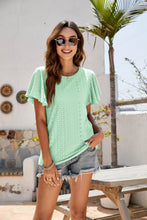 Load image into Gallery viewer, Eyelet Flutter Sleeve Short Sleeve Top
