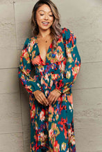 Load image into Gallery viewer, Printed Deep V Slit Pleated Dress
