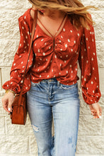 Load image into Gallery viewer, Printed Balloon Sleeve Plunge Blouse
