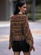 Load image into Gallery viewer, Fringe Hem Boat Neck Poncho
