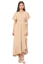 Load image into Gallery viewer, Ruffled Flutter Sleeve Tied Surplice Dress
