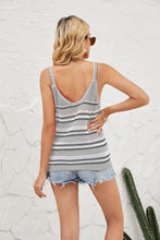 Load image into Gallery viewer, Striped Eyelet Sleeveless Knit Top
