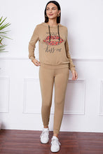 Load image into Gallery viewer, SHUT UP AND KISS ME Lip Graphic Hooded Top and Drawstring Pants Set
