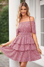 Load image into Gallery viewer, Floral Smocked Short Sleeve Layered Dress
