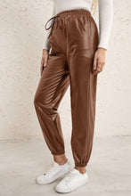 Load image into Gallery viewer, Elastic Waist PU Leather Joggers
