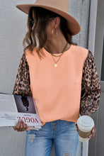 Load image into Gallery viewer, Leopard Puff Sleeve Spliced Top
