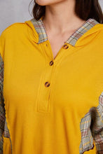 Load image into Gallery viewer, Plaid Waffle-Knit Half Button Hoodie
