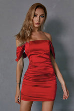 Load image into Gallery viewer, Ruched Off-Shoulder Mini Bodycon Dress
