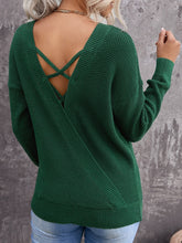 Load image into Gallery viewer, Crisscross Back Waffle-Knit Sweater
