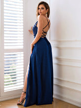Load image into Gallery viewer, Lace-Up Backless Split Cami Dress
