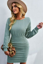 Load image into Gallery viewer, Ruched Dropped Shoulder Textured Knit Dress
