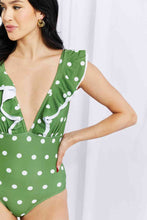 Load image into Gallery viewer, Marina West Swim Moonlit Dip Ruffle Plunge Swimsuit in Mid Green
