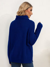 Load image into Gallery viewer, Slit Turtleneck Dropped Shoulder Sweater
