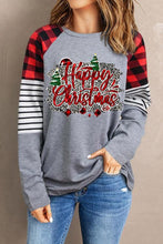 Load image into Gallery viewer, HAPPY CHRISTMAS Striped Long Sleeve T-Shirt
