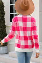 Load image into Gallery viewer, Checkered Ribbed Trim Knit Pullover
