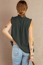 Load image into Gallery viewer, Buttoned Frill Trim Smocked Sleeveless Blouse
