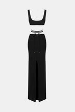 Load image into Gallery viewer, Deep V Tie Back Bralette and Split Maxi Skirt Set
