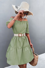 Load image into Gallery viewer, Puff Sleeve Square Neck Tiered Dress
