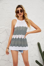 Load image into Gallery viewer, Striped Openwork Sleeveless Knit Top
