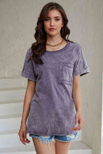 Load image into Gallery viewer, Mineral Wash Round Neck Short Sleeve Blouse
