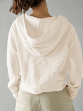 Load image into Gallery viewer, Waffle-Knit Dropped Shoulder Hooded Jacket
