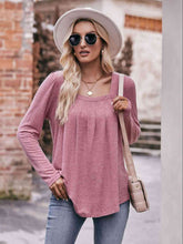 Load image into Gallery viewer, Double Take Pleated Detail Curved Hem Long Sleeve Top
