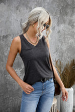 Load image into Gallery viewer, V-Neck Curved Hem Pocket Tank
