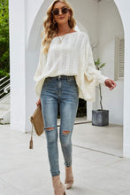 Load image into Gallery viewer, Openwork Boat Neck Dolman Sleeve Sweater
