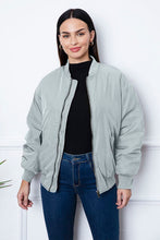 Load image into Gallery viewer, Ruched Zip Up Dropped Shoulder Jacket
