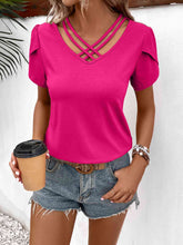 Load image into Gallery viewer, Strappy V-Neck Petal Sleeve Top
