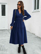 Load image into Gallery viewer, Surplice Neck Long Sleeve Midi Dress
