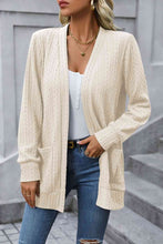 Load image into Gallery viewer, Cable-Knit Long Sleeve Cardigan with Pocket
