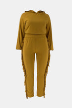 Load image into Gallery viewer, Plus Size Fringe Detail Hoodie and Sweatpants Set
