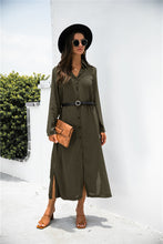 Load image into Gallery viewer, Button Down Side Slit Shirt Dress
