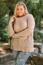 Load image into Gallery viewer, Plus Size Waffle-Knit Spliced Lace Top
