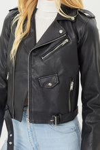 Load image into Gallery viewer, Faith Apparel Faux Leather Zip Up Biker Jacket

