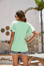 Load image into Gallery viewer, Eyelet Flutter Sleeve Short Sleeve Top
